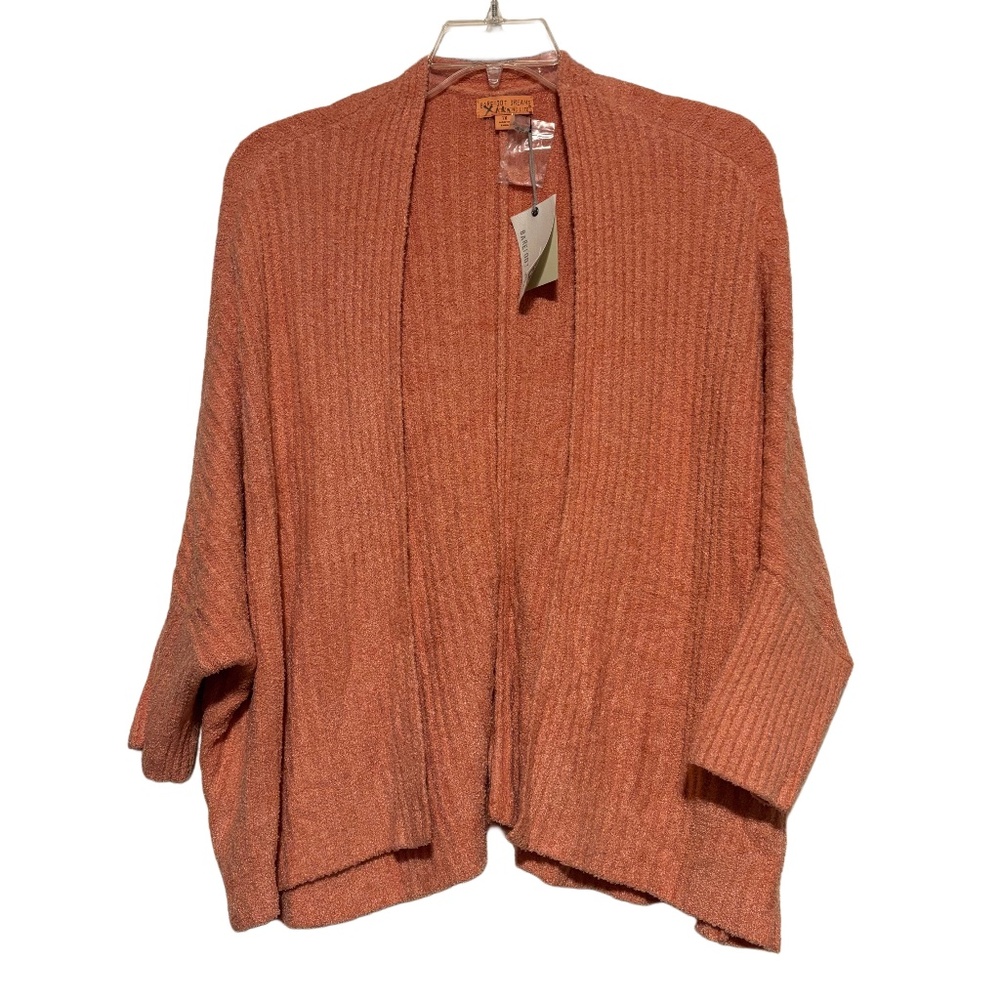 Women’s Plus Barefoot Dreams CozyChic Lite Ribbed Shrug Cardi in Coral 1X NWT